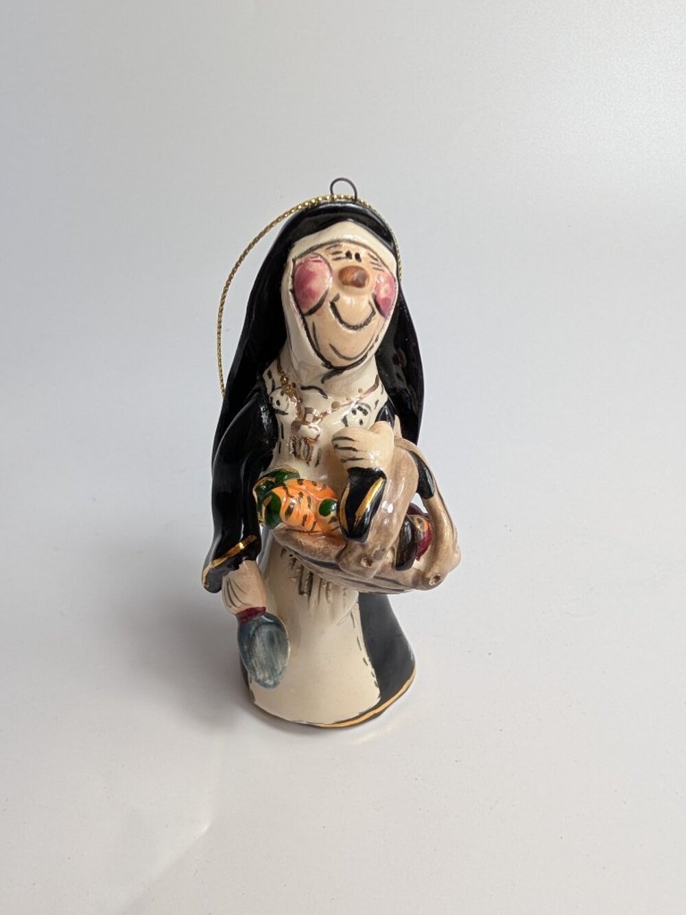 Sister Bountiful Ceramic Nun Ornament Heather Goldminc Blue Sky Clayworks 2001